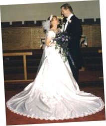 Gazing into each other's eyes at the altar